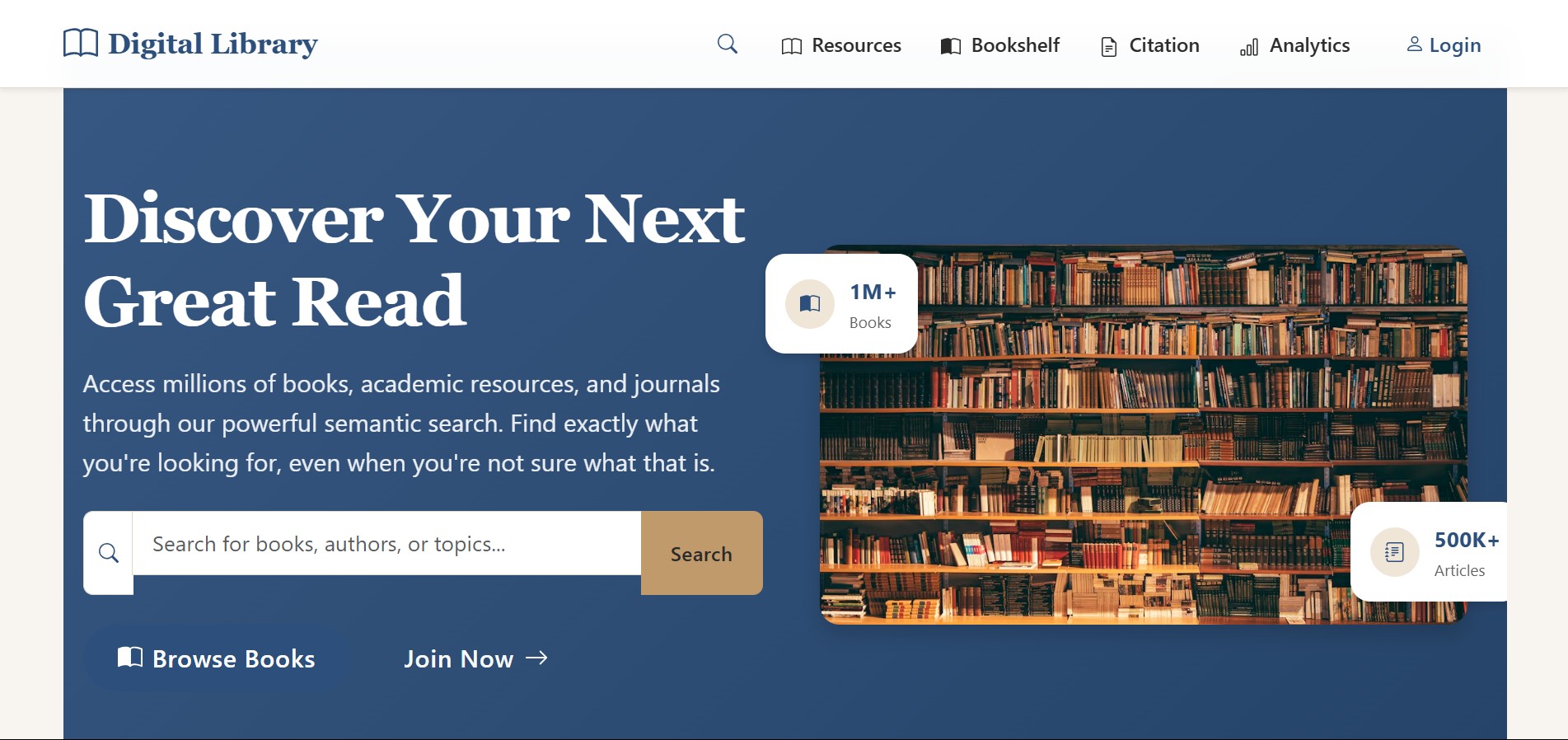 Digital Library Management System — abstract editorial visual